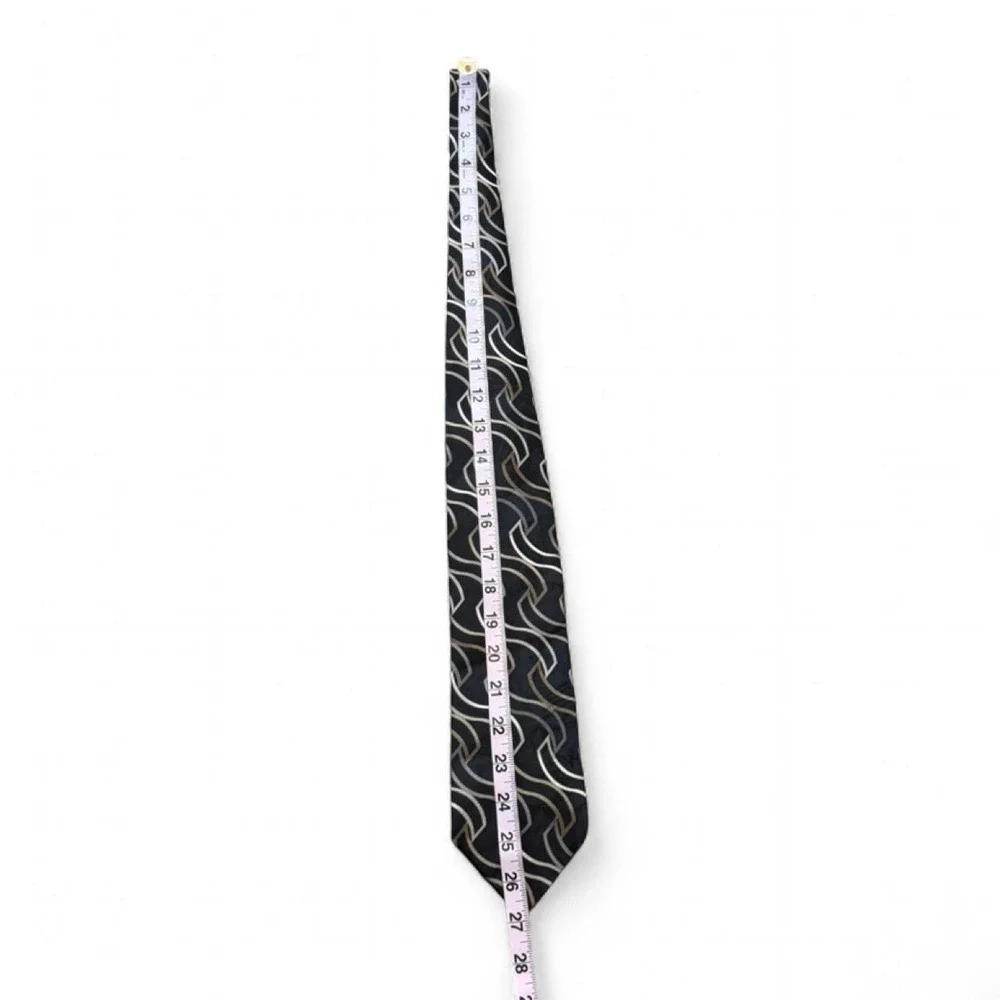Vintage 90s‎ Essex Row Black/Gold/Silver Wavy Abstract Tie